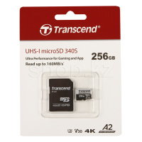 Карта памяти Micro SDXC 256Gb Transcend 340S, Class 10 UHS-I U3, адаптер