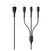 Micro USB/Lightning/USB Type-C Usams US-SJ374, 1m, Black уаттау кабелі