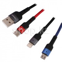Кабель интерфейсный для USB Type-C/Lightning/Micro USB Usams SJ-316, 1.2m, Black