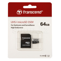 Micro SDXC 64Gb Transcend High Endurance 350V, Class 10 UHS-I U1 жад картасы, адаптер