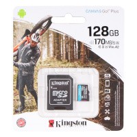 Micro SDXC 128Gb Kingston Canvas Go! Plus, Class 10 UHS-I U3 жад картасы, адаптер