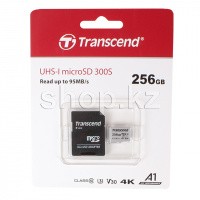 Карта памяти Micro SDXC 256Gb Transcend, Class 10 UHS-I U3, адаптер (TS256GUSD300S-A)