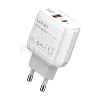 Зарядное устройство LDNIO A2421C, сеть, для USB-устройств, White + кабель lightning (SN:11199f13-1472-4d8b-a356-ffb1d8312f13)