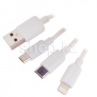 Кабель интерфейсный для USB Type-C/Lightning/Micro USB Usams SJ-324, White
