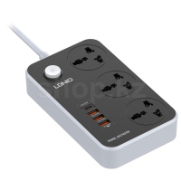LDNIO SC3412, 3 розетка, 1xUSB Type-C, 3xUSB, 2м, Black желілік сүзгісі