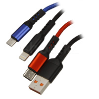 Кабель интерфейсный для Micro USB/Lightning/USB Type-C Awei CL-971, 1.2m, Black