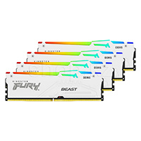 DDR-5 DIMM 128 GB 5600 MHz Kingston Fury Beast RGB, 4x 32 GB Kit, White, BOX (KF556C40BWAK4-128)