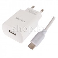 Usams Micro USB, White зарядтау құрылғысы
