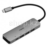 Переходник USB Type C- HDMI, 3хUSB 3.0, USB-C, Rapoo XD100