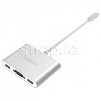 Переходник USB Type C- VGA, 3 x USB 3.0, USB Type-C Orico RCV3A-SV-PRO, Silver, BOX