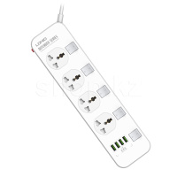 Сетевой фильтр LDNIO SC4408, 4 розетки, 4хUSB, 2м, White