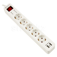 Сетевой фильтр SMART SM-G5WU-5M, 5 розеток, 2xUSB, 5м, White