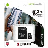 Карта памяти Micro SDXC 512Gb Kingston, Class 10 UHS-I U3, адаптер