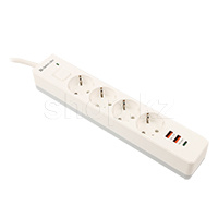 Defender DFS-143, 4 розетка, 3м, 1хUSB Type-C, 2хUSB, желілік сүзгісі