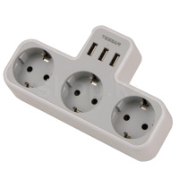 Tessan TS-323, 3 розетка, 3хUSB, Grey желілік сүзгісі