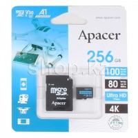 Карта памяти Micro SDXC 256Gb Apacer, Class 10 UHS-I U3, адаптер
