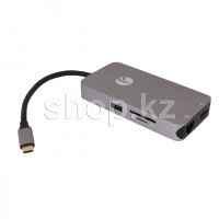 Переходник USB Type C- HDMI, 4хUSB, USB-C, RJ-45, SD/TF Reader VCom CU431M