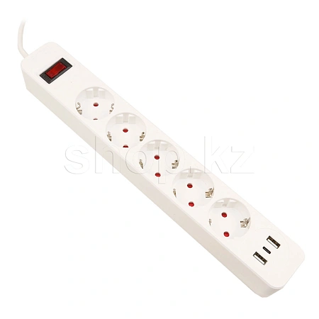 Сетевой фильтр SMART SM-GS05CK3U-5M, 5 розеток, 1хUSB Type-C, 2xUSB, 5м, White