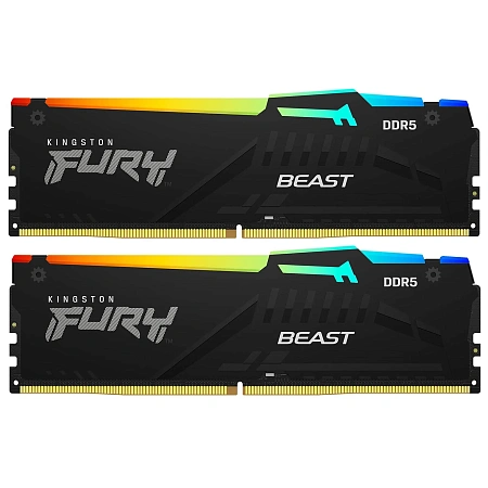 DDR-5 DIMM 32 GB 6400 MHz Kingston Fury Beast RGB, 2x 16 GB Kit, Black, BOX (KF564C32BBEAK2-32)