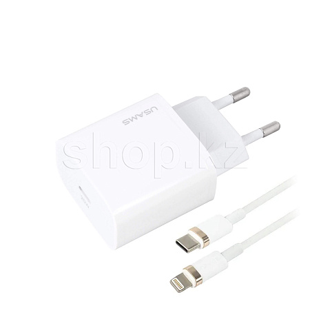 Зарядное устройство Usams T49, сеть, для USB Type-C устройств, White