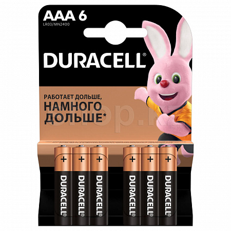 Батарейка Duracell Basic AAA LR03/MN2400, 1.5V (6шт.)