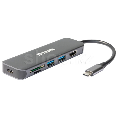 Переходник USB Type-C Multi Function 6in1, D-Link DUB-2327, BOX
