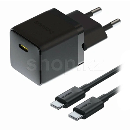 Зарядное устройство Baseus Palm 1C 30W, сеть, для USB Type-C устройств, Cluster Black + кабель USB Type-C