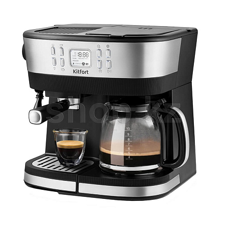 Кофемашина Kitfort КТ-771, Black-Steel