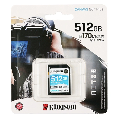 Карта памяти SDXC 512 Gb Kingston Canvas Go Plus, Class 10 UHS-I U3