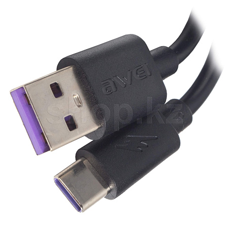 Кабель интерфейсный для USB Type-C Awei CL-110T, 1m, Black