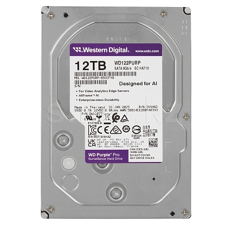 Жесткий диск HDD 12 TB Western Digital (WD122PURP), 3.5", 512 MB, SATA III, Purple Pro