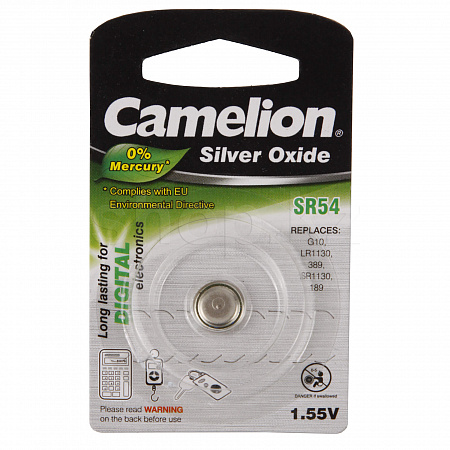 Батарейка Camelion Silver Oxide SR54-BP1(0%Hg), 1.55V (1шт.)