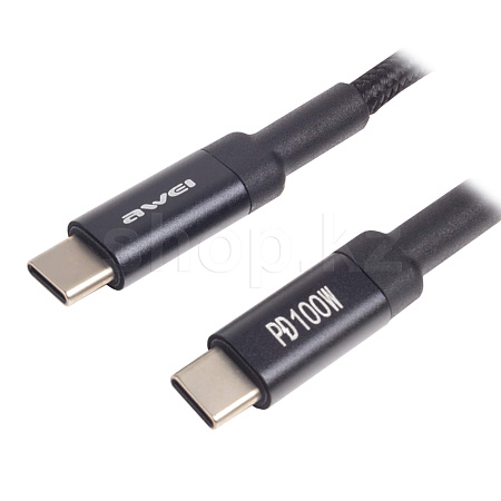 Кабель интерфейсный для USB Type-C Awei CL-117T, 1m, Black