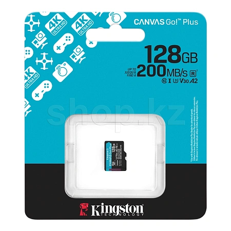 Карта памяти Micro SDXC 128 Gb Kingston Canvas Go! Plus, Class 10 UHS-I U3 V30 A2