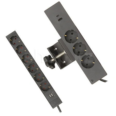 Сетевой фильтр Corsair Platform:6, 9 розеток, 3xUSB, 1хUSB Type-C, 1.7м, Black