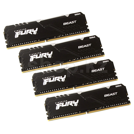 DDR-4 DIMM 128 GB 3200 MHz Kingston Fury Beast RGB, 4x32 GB Kit, Black, BOX (KF432C16BBAK4/128)