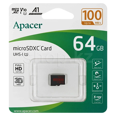 Micro SDXC 64Gb Apacer, Class 10 UHS-I U1, жад картасы