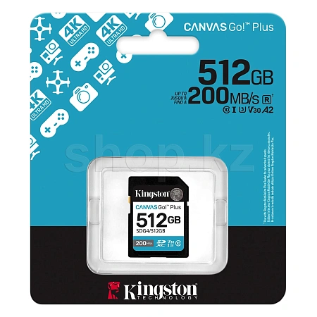 SDXC 512Gb Kingston Canvas Go! Plus, Class 10 UHS-I U3 V30 A2 жад картасы