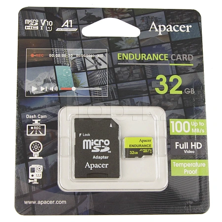 Карта памяти MicroSDHC 32Gb Apacer, Class 10, UHS-I U1, адаптер