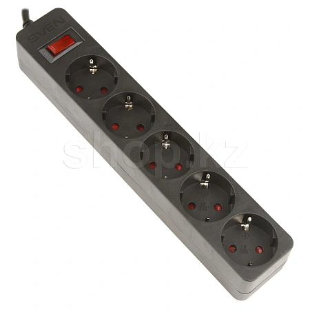 Sven SF-05E, 5 розеток, 3м, Black желілік сүзгісі