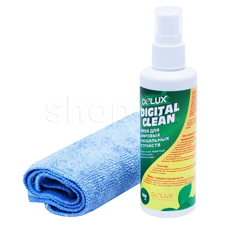 Чистящий набор Delux Digital Clean, спрей 100мл + микрофибра