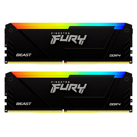 DDR-4 DIMM 16 GB 3600 MHz Kingston Fury Beast RGB, 2x 8 GB Kit, Black, BOX (KF436C17BB2AK2/16)
