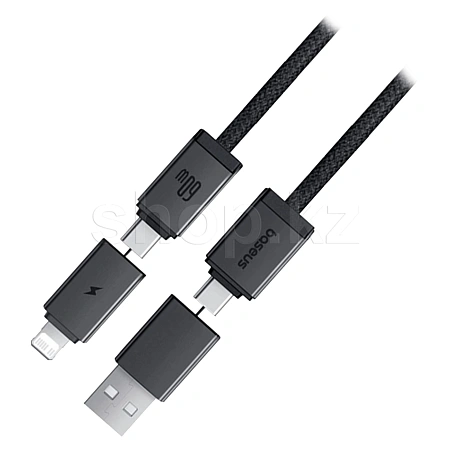 Кабель интерфейсный для USB Type-C/USB-A/Lightning Baseus Versatile CB000162, 2m, Cosmic Black