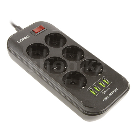 ᐈ Сетевой фильтр LDNIO SE6403, 6 розеток, 4хUSB, 2м, Black – купить в ...