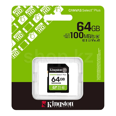 SDXC 64 GB Kingston Canvas Select Plus, Class 10 UHS-I U1 жад картасы