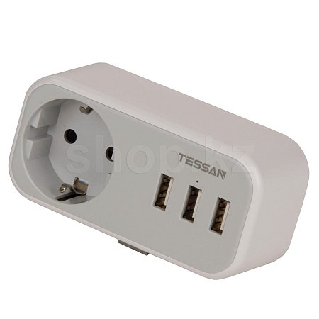 Tessan TS-329, 1 розетка, 3хUSB, Grey желілік сүзгісі