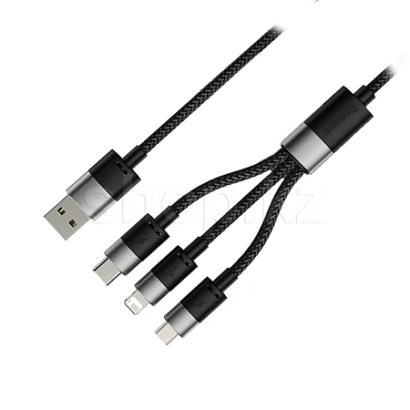 Кабель интерфейсный для USB Type-C/Micro USB/Lightning Baseus StarSpeed Series CB000030, 1.2m, Black