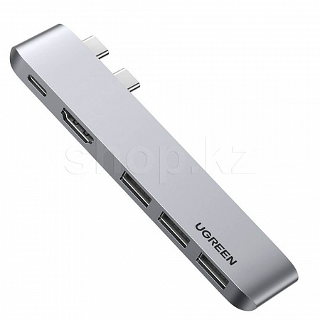 Переходник USB Type-C Dual Multi Function 5in1, UGREEN CM251, Space Grey, BOX