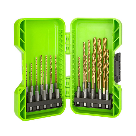 Набор сверл HSS-TiN Greenworks, 22 шт