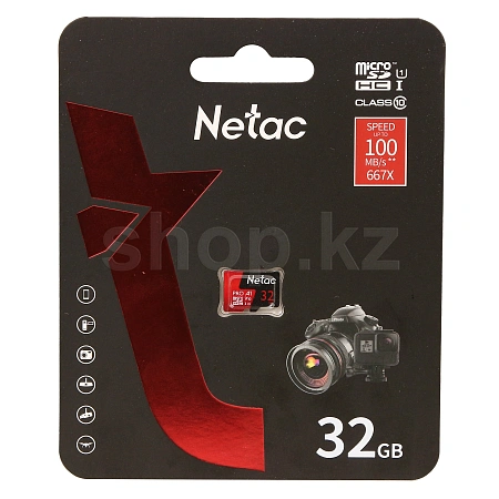 Micro SDHC 32Gb Netac P500 Extreme Pro, Class 10 UHS-I U1 жад картасы